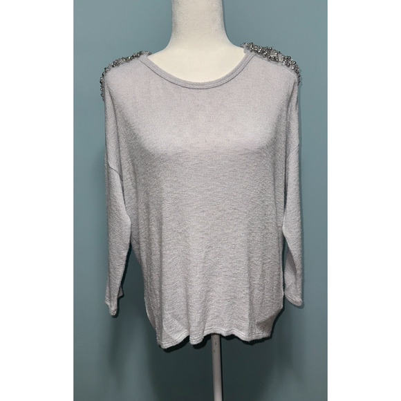 Studio Y Women M Sweater Embellishments Rhinestones Beads Everyday Casual Fall - Picture 1 of 7